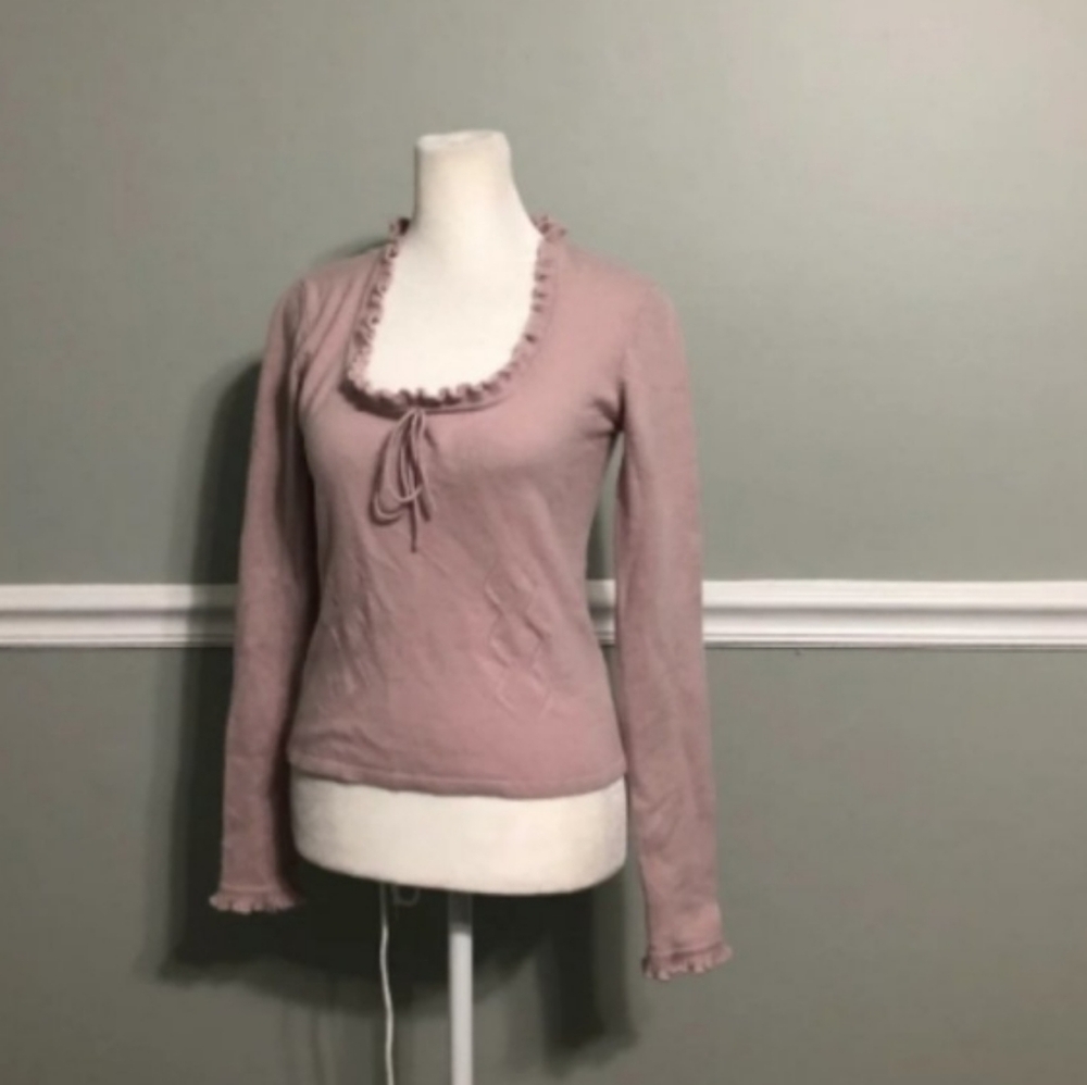 Autumn Cashmere Pink Coquette Whimsygoth Ruffle Sweater Sz S